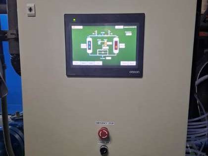 New HMI screen on an air dryer control panel showing the process mimic