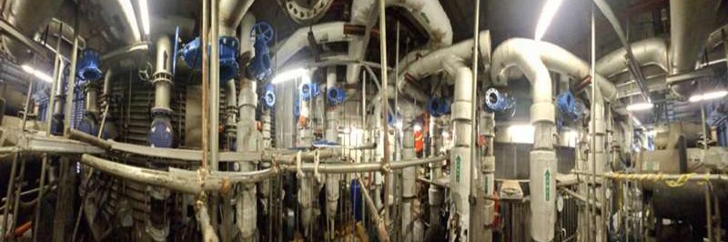 Dense plant pipework where a hot tap and line stop was carried out